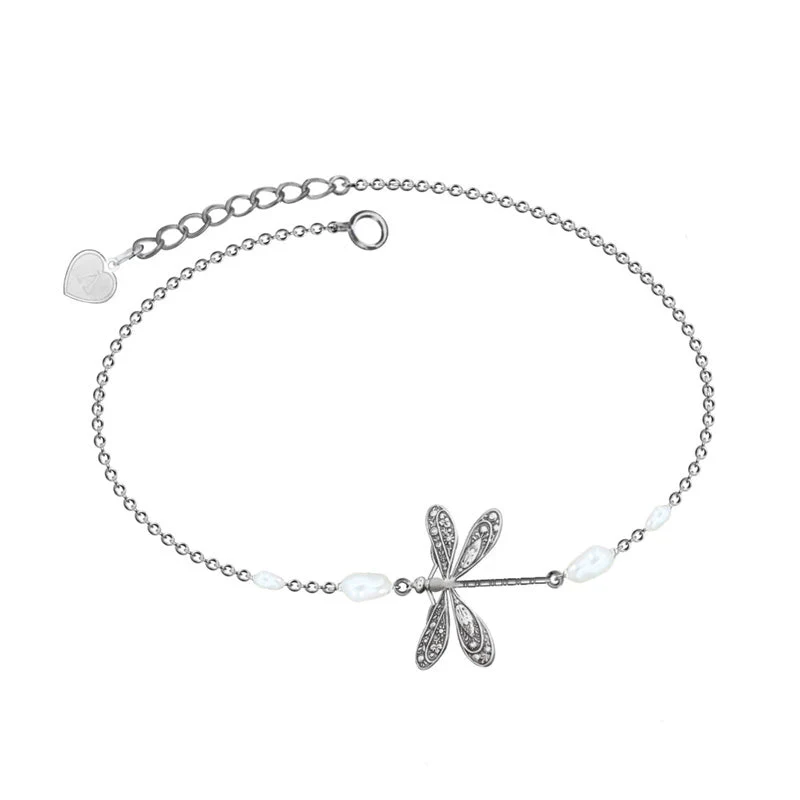 Simple Dragonfly Anklet With Pearl - Image 11