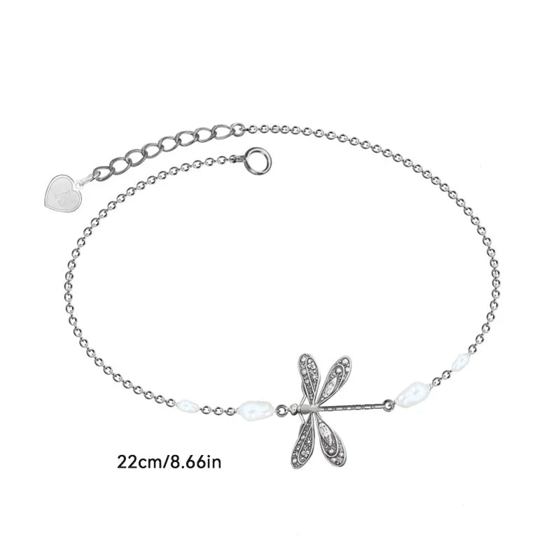 Simple Dragonfly Anklet With Pearl - Image 12