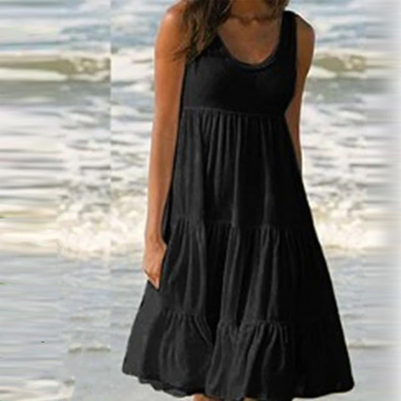 Sleeveless Crewneck Panel Dress - Image 13
