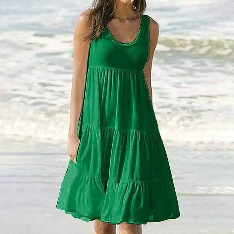 Sleeveless Crewneck Panel Dress - Image 14