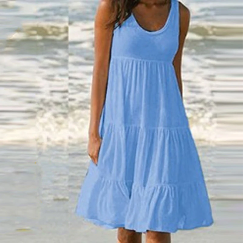 Sleeveless Crewneck Panel Dress - Image 16