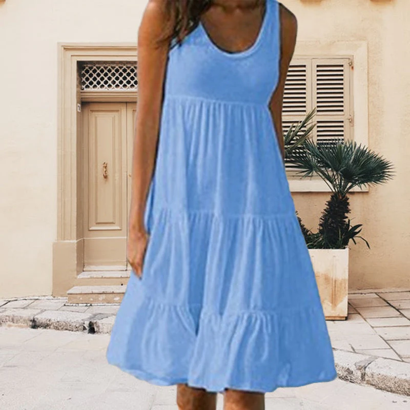 Sleeveless Crewneck Panel Dress - Image 9