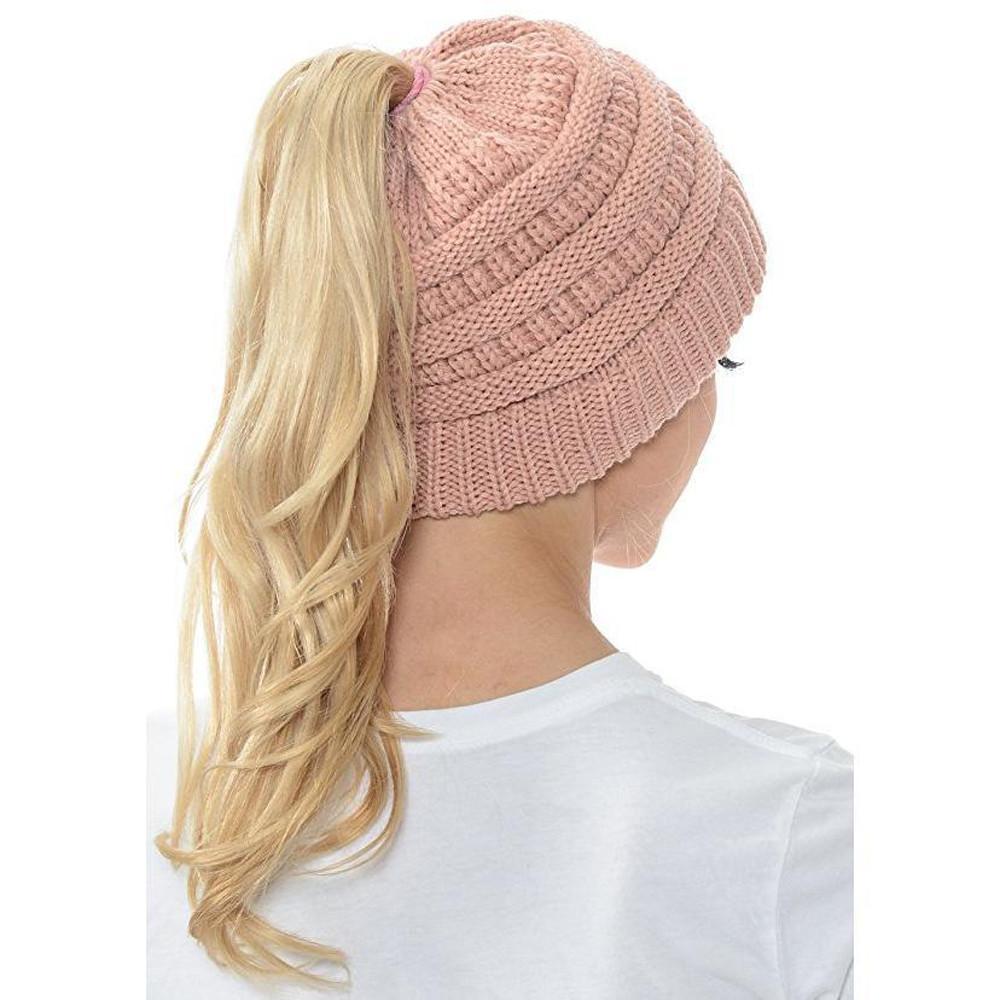 Soft Knit Ponytail Beanie Hat - Image 11