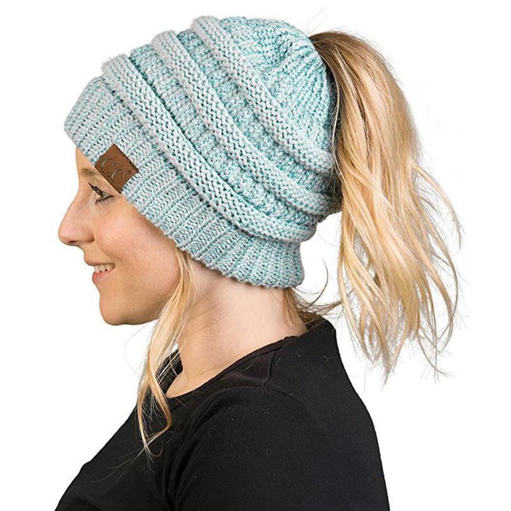 Soft Knit Ponytail Beanie Hat - Image 12