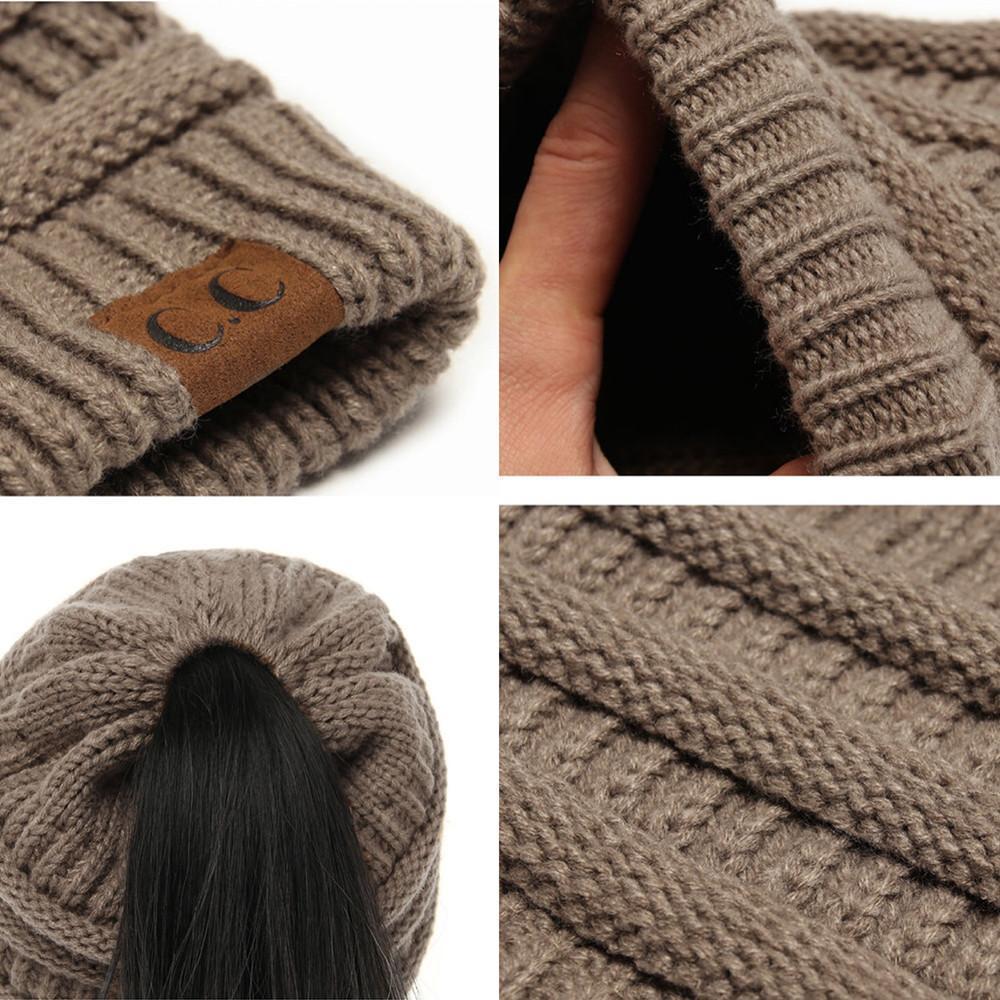 Soft Knit Ponytail Beanie Hat - Image 2