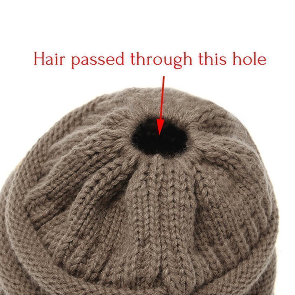 Soft Knit Ponytail Beanie Hat - Image 3