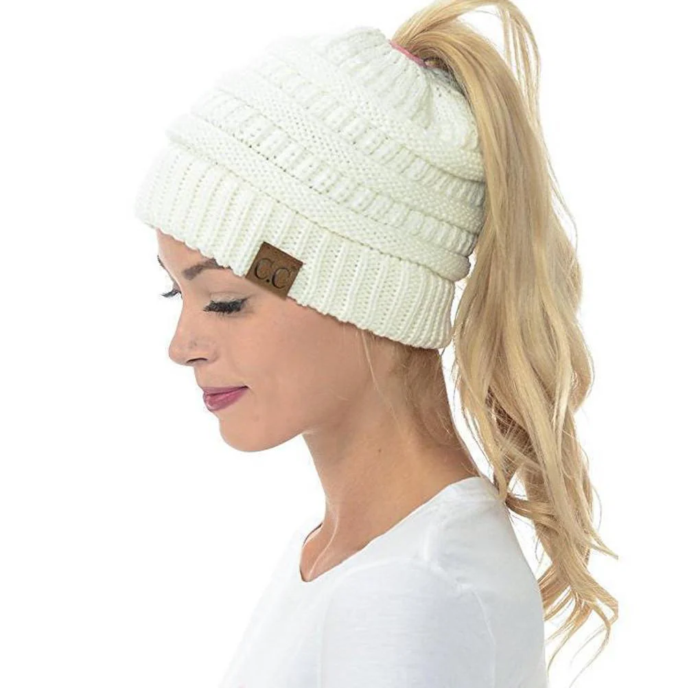 Soft Knit Ponytail Beanie Hat - Image 7