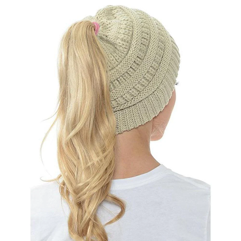 Soft Knit Ponytail Beanie Hat - Image 9