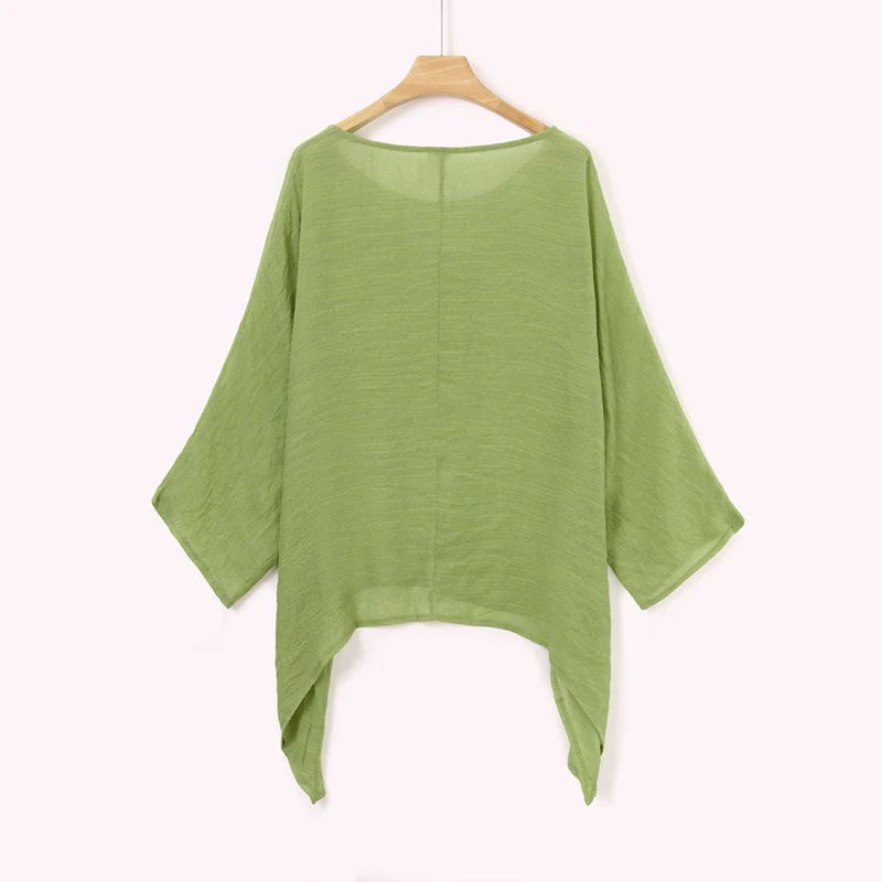 Solid Color Batwing Casual Loose T-shirt - Image 11