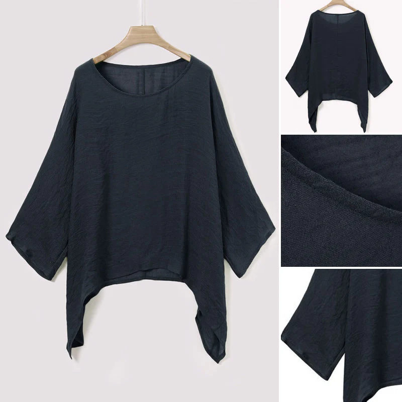 Solid Color Batwing Casual Loose T-shirt - Image 15