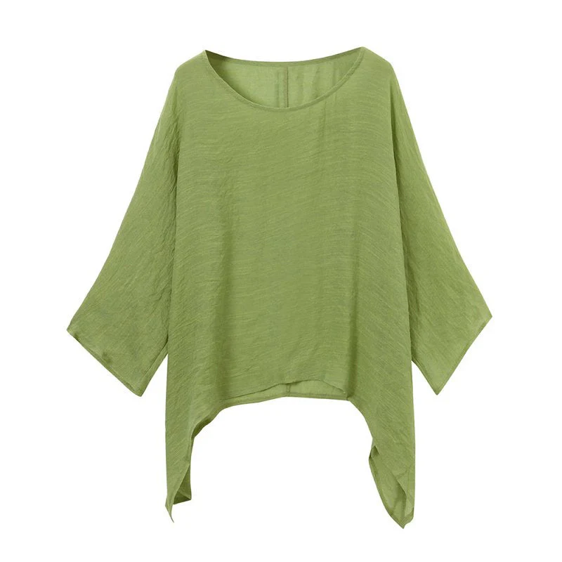 Solid Color Batwing Casual Loose T-shirt - Image 5