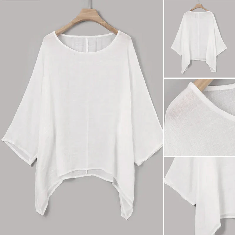 Solid Color Batwing Casual Loose T-shirt - Image 6