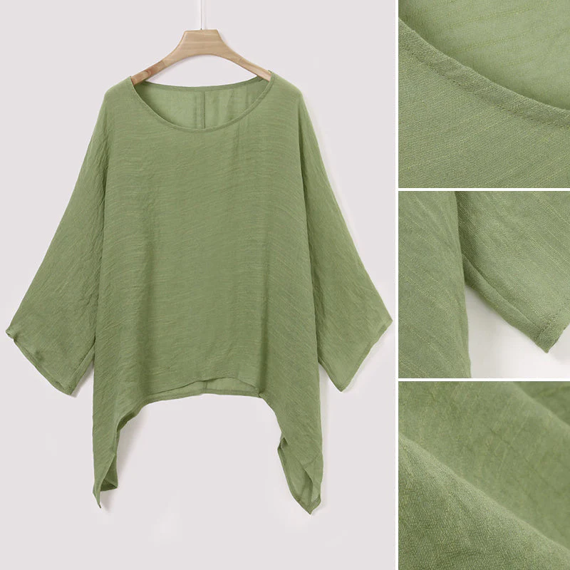Solid Color Batwing Casual Loose T-shirt - Image 9