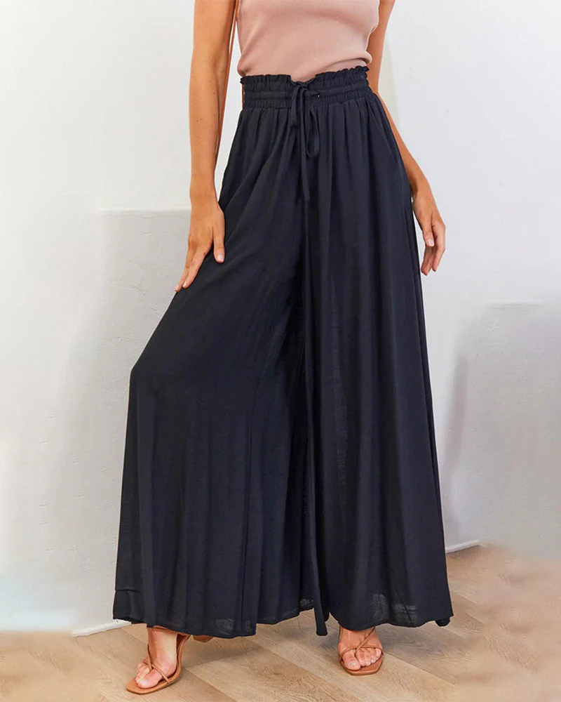 Solid Color High Waist Pants - Image 11