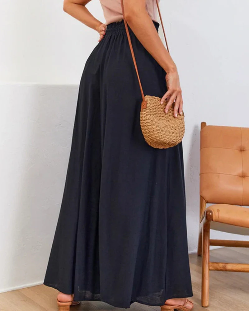 Solid Color High Waist Pants - Image 6