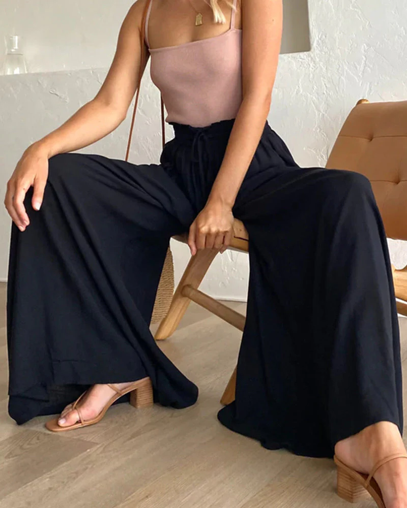 Solid Color High Waist Pants - Image 7
