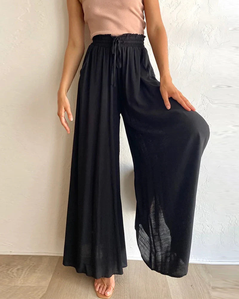 Solid Color High Waist Pants - Image 8