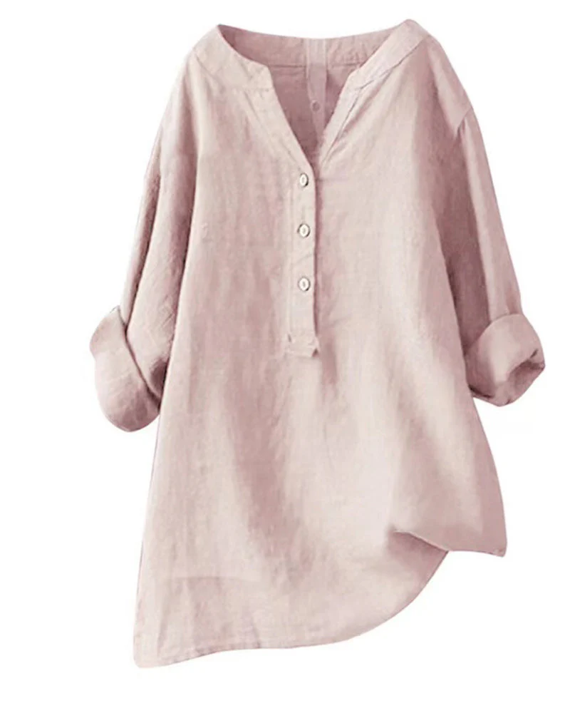 Solid color long sleeve button blouse - Image 6
