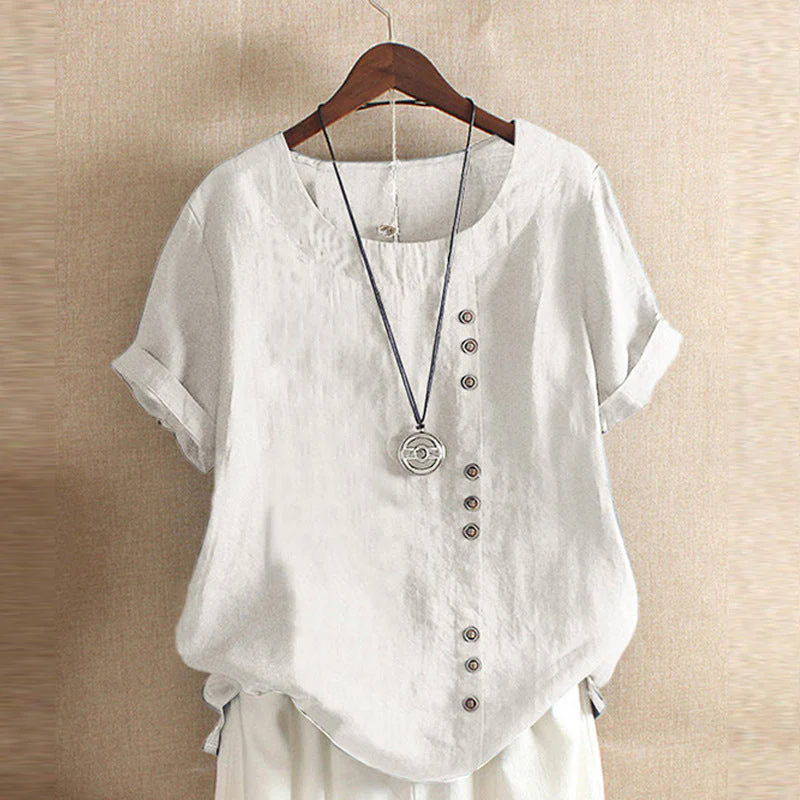 Solid Color Short Sleeve Round Neck Summer T-shirt - Image 10