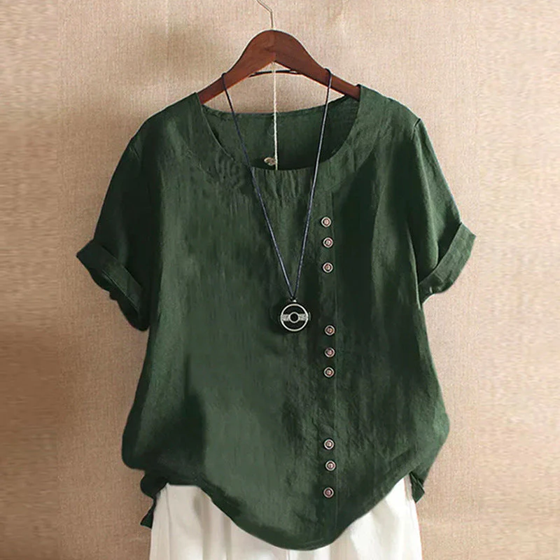 Solid Color Short Sleeve Round Neck Summer T-shirt - Image 11