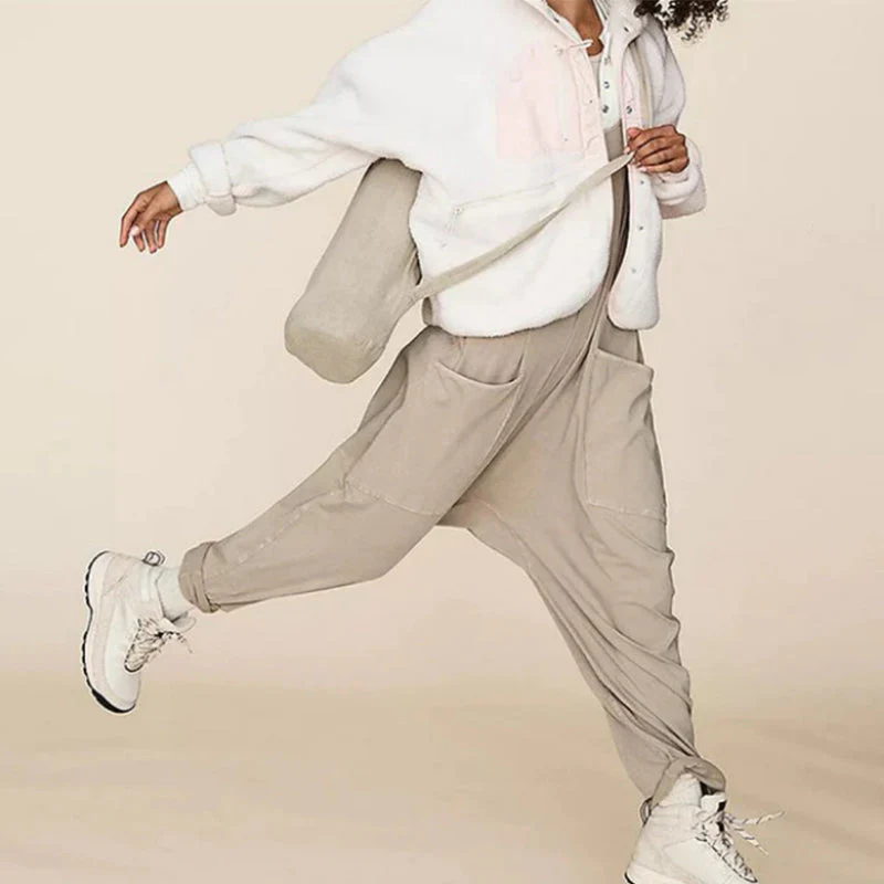 Solid V-Neck Sling Pocket Jumpsuit - Image 8