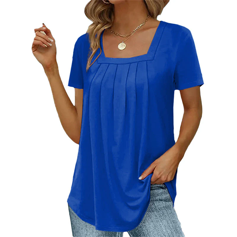 Square neck solid color short sleeve t-shirt - Image 15