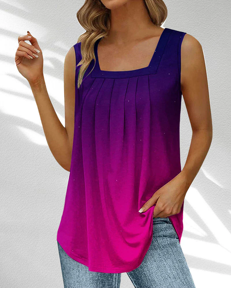 Square Neck Tank Top in Feather and Floral Print - Image 8