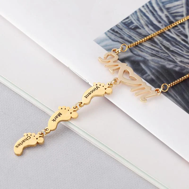 Stainless Steel Necklace with Doll's Feet - Image 5