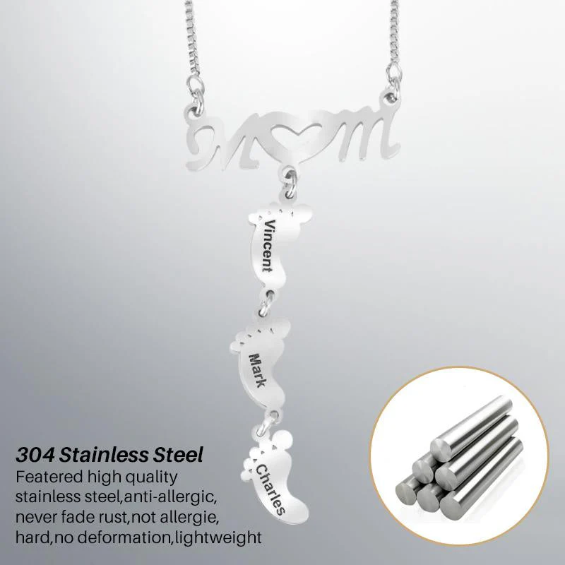 Stainless Steel Necklace with Doll's Feet - Image 6