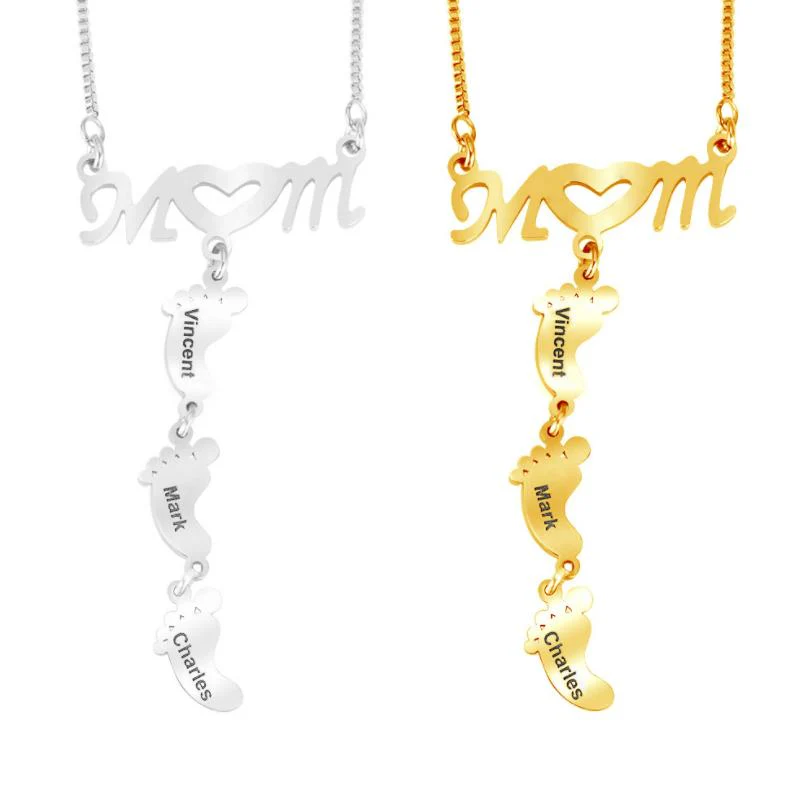Stainless Steel Necklace with Doll's Feet - Image 8