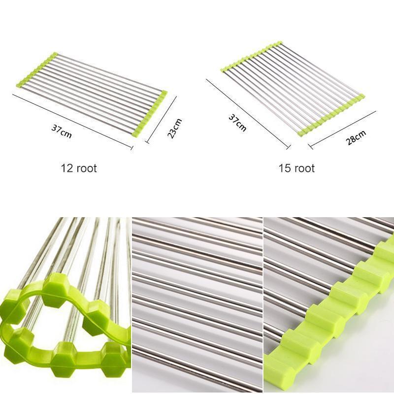 Stainless Steel Roll Up Dish Drying Rack, Foldable - Image 3