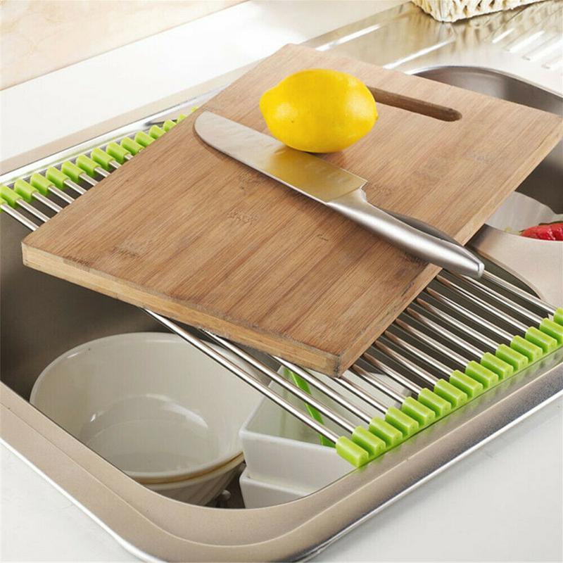 Stainless Steel Roll Up Dish Drying Rack, Foldable - Image 6