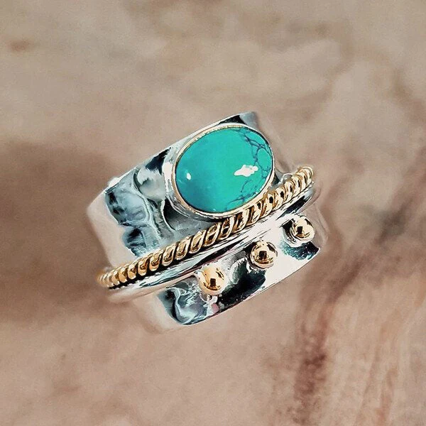 Turquoise Wide Band Ring - Image 3