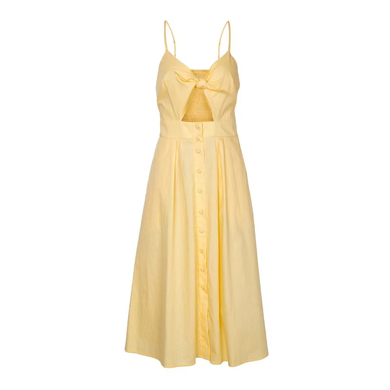 Strap Knitted Front Cutout Button Dress - Image 10