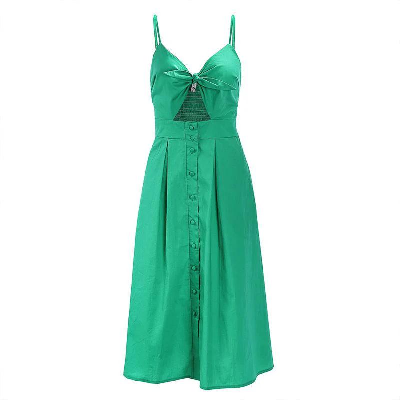 Strap Knitted Front Cutout Button Dress - Image 14