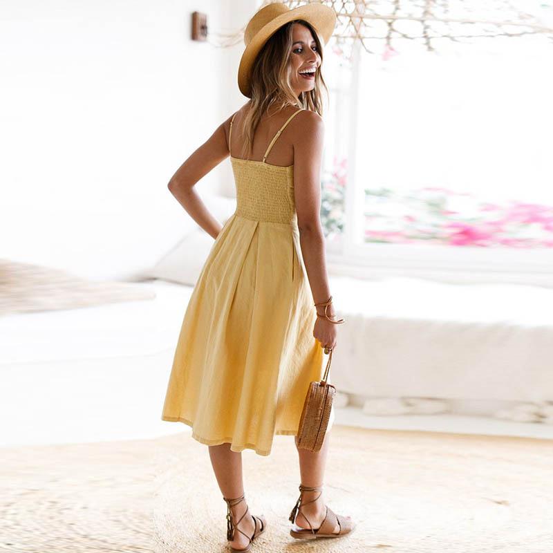 Strap Knitted Front Cutout Button Dress - Image 2