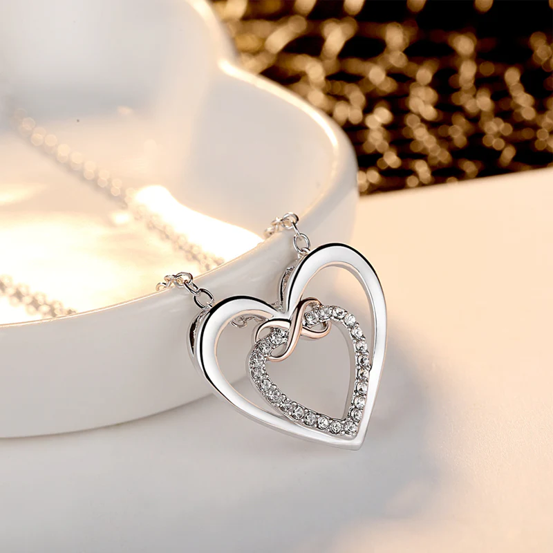 Stylish Double Heart Necklace ( Card Included) - Image 3