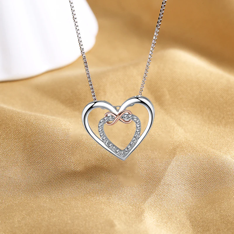 Stylish Double Heart Necklace ( Card Included) - Image 4