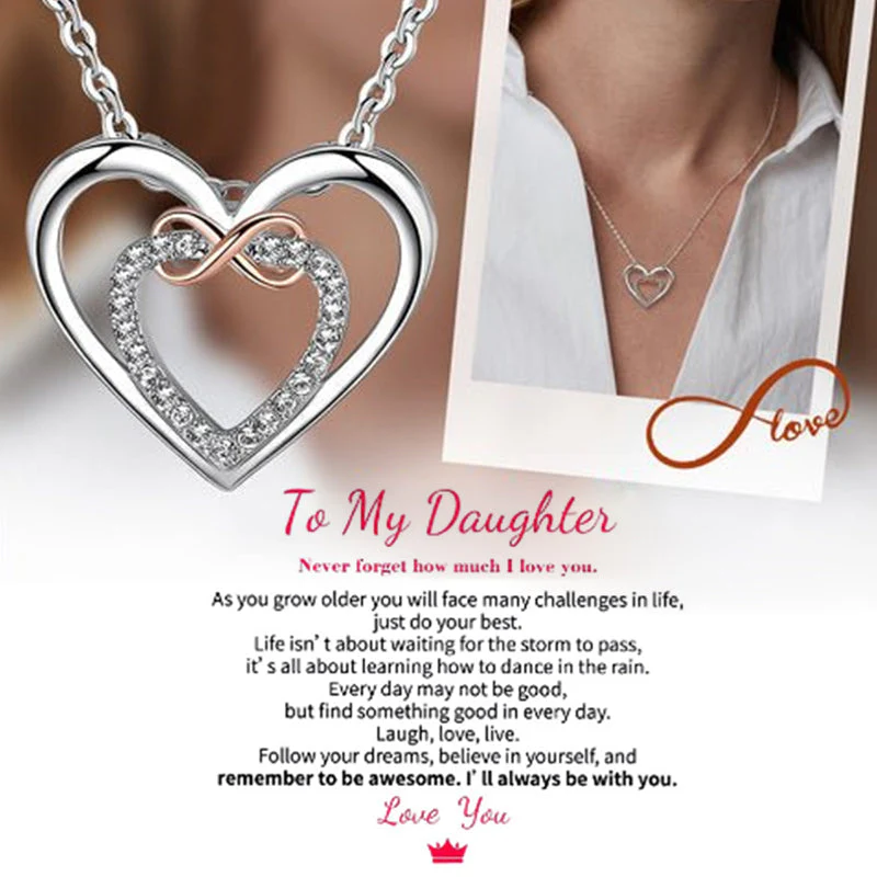 Stylish Double Heart Necklace ( Card Included) - Image 6