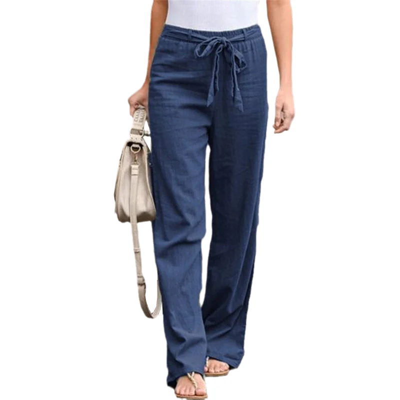 Summer Elastic Lace Up Straight Pants - Image 10