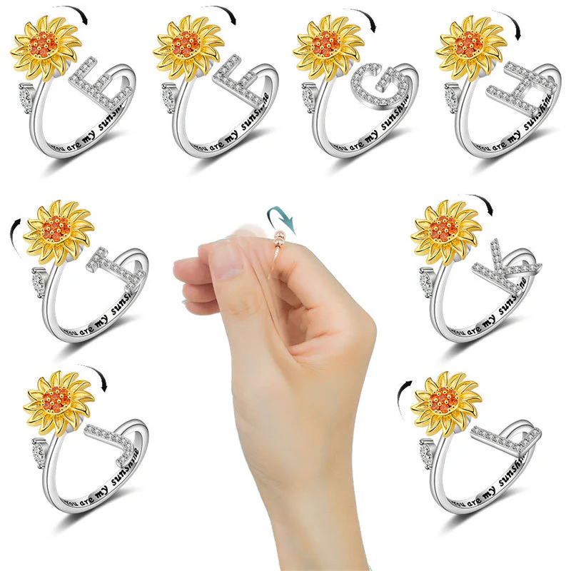 Sunflower Letter Adjustable Ring For Daughter/Granddaughter - Image 2