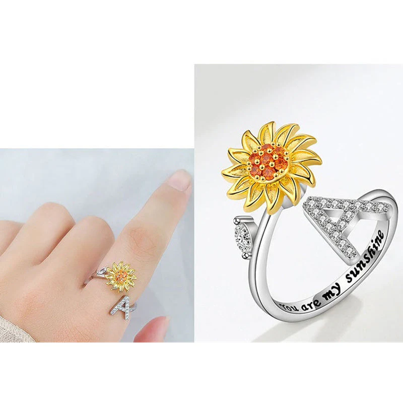 Sunflower Letter Adjustable Ring For Daughter/Granddaughter - Image 4