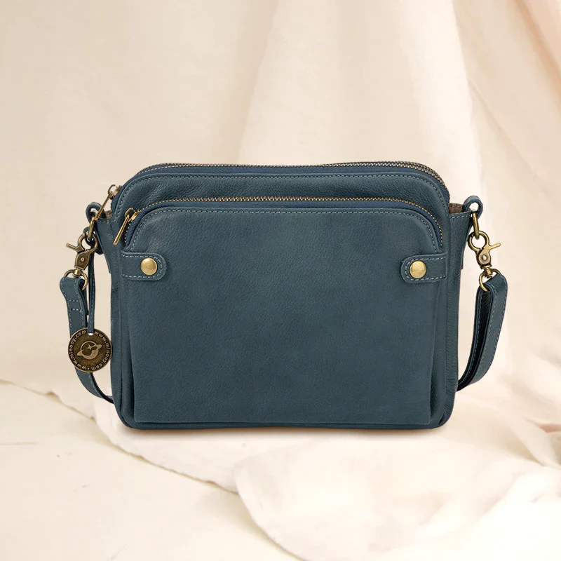 Three-Layer Leather Crossbody Shoulder & Clutch Bag - Image 11