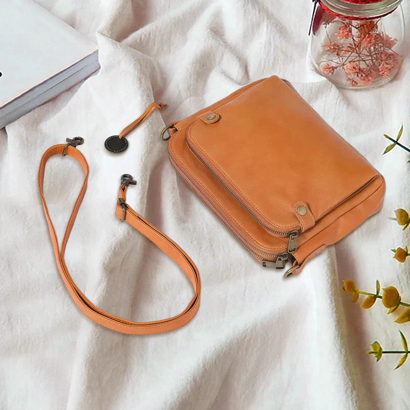 Three-Layer Leather Crossbody Shoulder & Clutch Bag - Image 4
