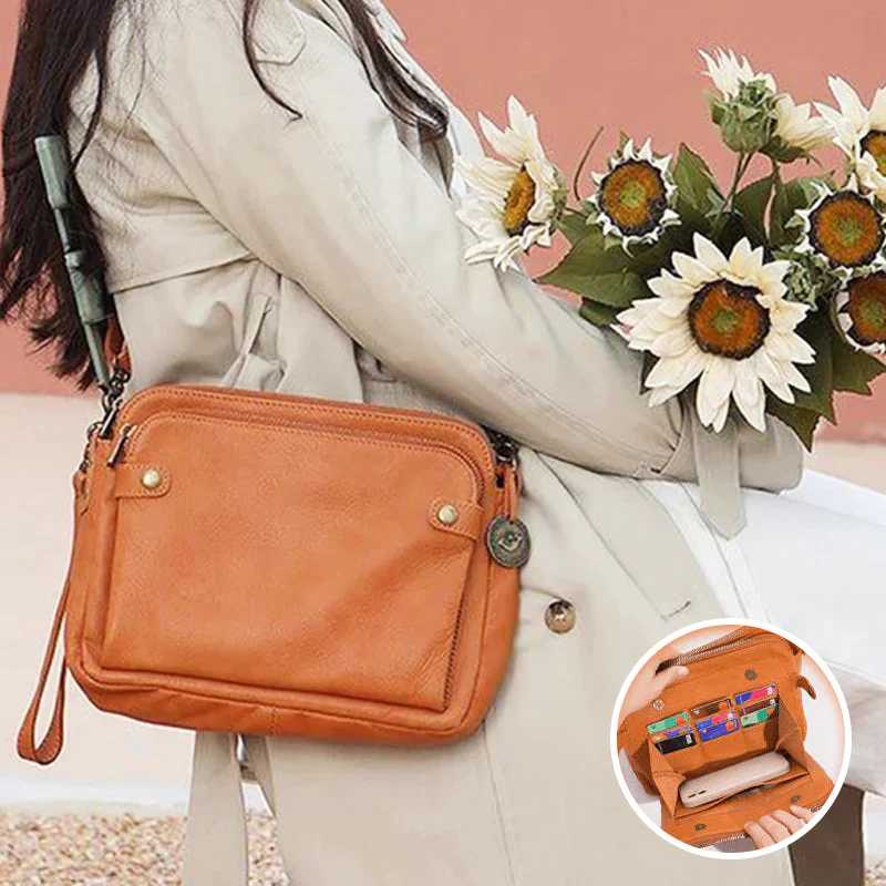 Three-Layer Leather Crossbody Shoulder & Clutch Bag - Image 8