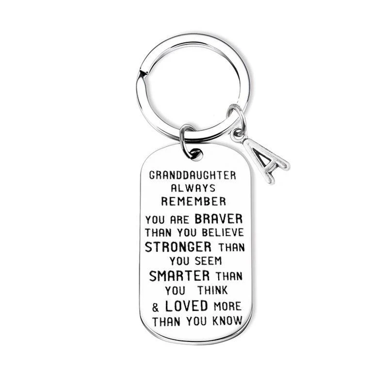 To My Grandson Granddaughter Son Daughter Gift Lettering Keychain - Image 3