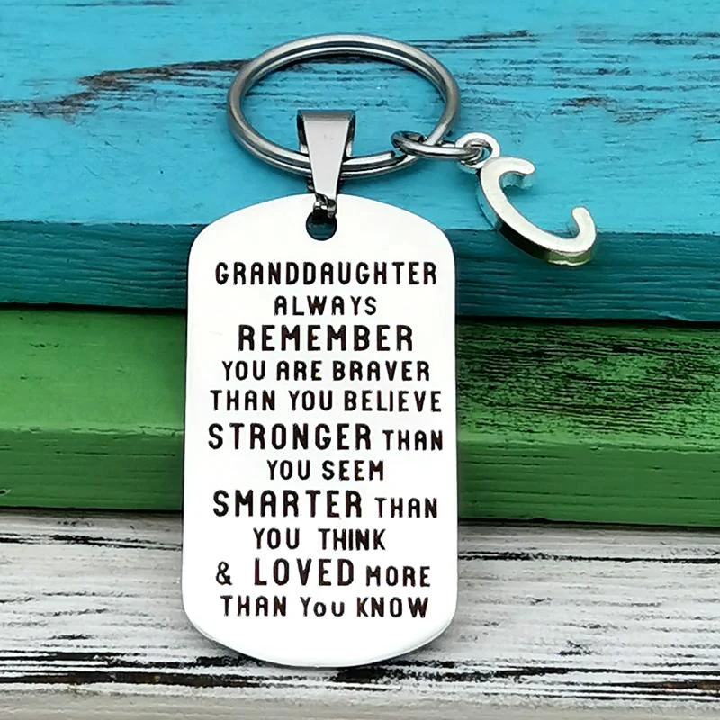 To My Grandson Granddaughter Son Daughter Gift Lettering Keychain - Image 5