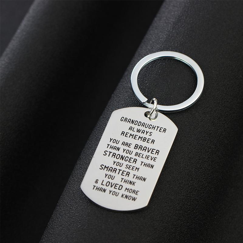 To My Grandson Granddaughter Son Daughter Gift Lettering Keychain - Image 6