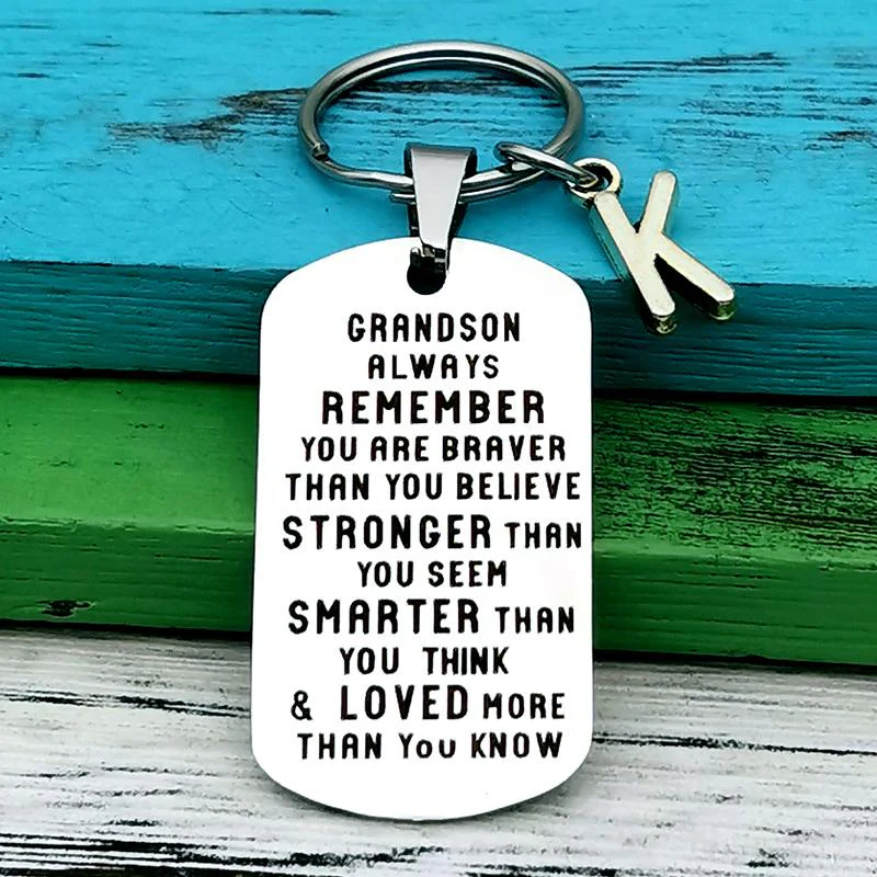 To My Grandson Granddaughter Son Daughter Gift Lettering Keychain - Image 7