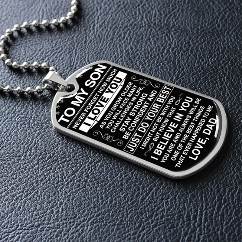 To My Son - Never Forget How Much I love You - Dog Tag - Military Ball Chain - Image 2